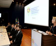 Secretária da Família e Desenvolvimento Social, Fernanda Richa, participa da abertura do II Seminário Estadual de enfrentamento às violências contra crianças e adolescentes e fortalecendo as comissões regionais para o trabalho intersetorial, junto com o Del