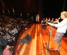 Secretária da Família e Desenvolvimento Social, Fernanda Richa, participa da abertura do evento de 08 de Março, Dia Internacional da Mulher - Foto: Rogério Machado/SECS