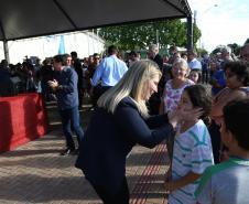 A governadora Cida Borghetti inaugura a terceira Unidade Paraná Seguro (UPS) da Polícia Militar em Cascavel, localizada no bairro Santa Cruz. A obra, viabilizada com recursos municipais e apoio da comunidade local, será mais um ponto destacado do 6º Batalhão de Polícia Militar para a atuação efetiva em segurança pública, principalmente no policiamento comunitário.  -  Cascavel, 08/11/2018  -  Foto: Orlando Kissner/ANPr