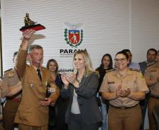 Governadora Cida Borghetti durante assinatura nesta segunda-feira(12) de decretos de criação de unidades de Corpo de Bombeiros e da Polícia Militar no interior do Estado. - Curitiba/Pr, 12.11.2018 - Foto Jonas Oliveira