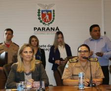 Governadora Cida Borghetti durante assinatura nesta segunda-feira(12) de decretos de criação de unidades de Corpo de Bombeiros e da Polícia Militar no interior do Estado. - Curitiba/Pr, 12.11.2018 - Foto Jonas Oliveira