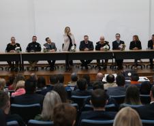 As 18 unidades do Instituto Médico Legal (IML) vão receber 170 novos servidores. A posse dos profissionais aprovados no concurso público realizado em 2017 aconteceu nesta terça-feira (24/07),em Curitiba, durante a quinta reunião de integração das Forças de Segurança do Estado, com a presença da governadora Cida Borghetti.  -  Curitiba, 24/07/2018  -  Foto: Orlando Kissner/ANPr