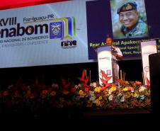 O contra-almirante da Marinha Real Tailandesa Apakorn Yukongkaew, responsável pelo resgate de 12 crianças que estavam presas em uma caverna no norte da Tailândia, em julho deste ano, participa do XVIII Seminário Nacional de Bombeiros (SENABOM), ministrou uma palestra para um auditório lotado por mais de três mil profissionais de segurança pública, entre policiais e bombeiros militares