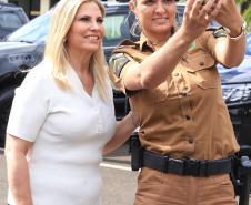 Governadora Cida Borghetti entrega viaturas para 9ª Companhia da Polícia Militar em Maringá, junto com a Comandante-geral da Policia Militar do Paraná, a coronel Audilene Dias Rocha.  -  Maringá, 30/11/2018Foto: Rogério Machado/SECS