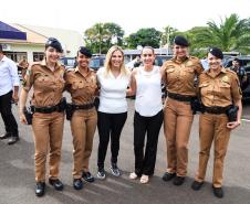 Governadora Cida Borghetti entrega viaturas para 9ª Companhia da Polícia Militar em Maringá, junto com a Comandante-geral da Policia Militar do Paraná, a coronel Audilene Dias Rocha.  -  Maringá, 30/11/2018Foto: Rogério Machado/SECS