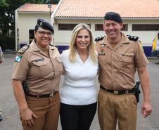 Governadora Cida Borghetti entrega viaturas para 9ª Companhia da Polícia Militar em Maringá, junto com a Comandante-geral da Policia Militar do Paraná, a coronel Audilene Dias Rocha.  -  Maringá, 30/11/2018Foto: Rogério Machado/SECS