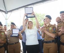 A região Noroeste do Paraná conta com mais uma unidade da Polícia Militar para atender a comunidade local. A governadora Cida Borghetti instalou nesta sexta-feira (30) a 9ª Companhia Independente da PM, com sede na cidade de Colorado. A estrutura vai atender 13 municípios da região. Colorado,30/11/2018 Foto:Jaelson Lucas / ANPr